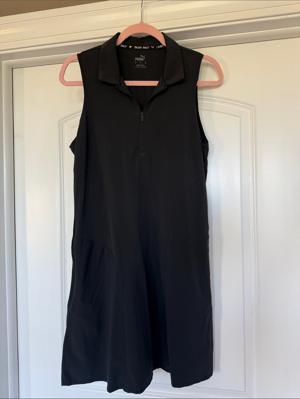 Puma Black Sleeveless Zip Polo Mini Dress